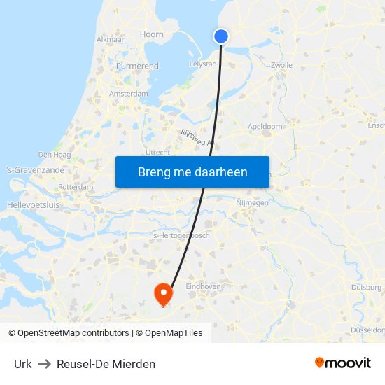 Urk to Reusel-De Mierden map