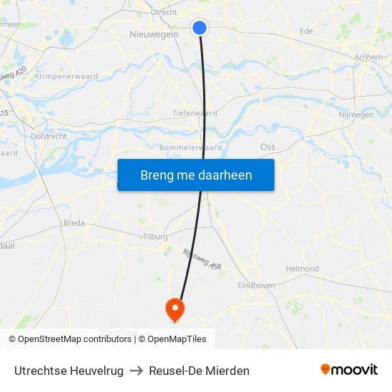 Utrechtse Heuvelrug to Reusel-De Mierden map