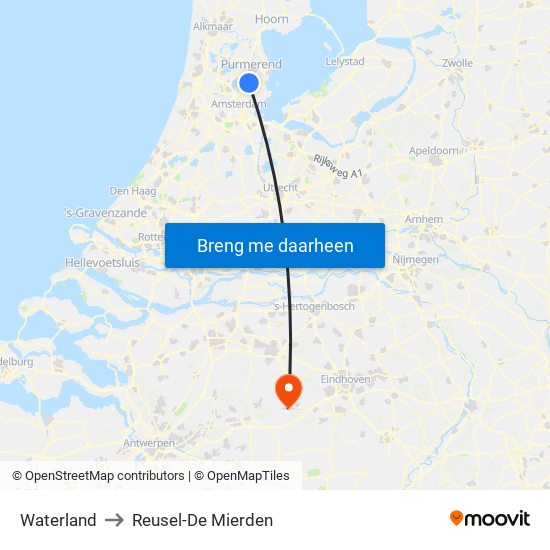 Waterland to Reusel-De Mierden map