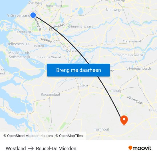 Westland to Reusel-De Mierden map