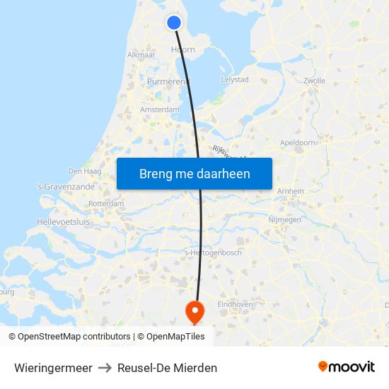 Wieringermeer to Reusel-De Mierden map