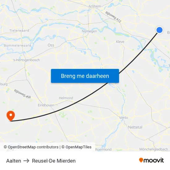 Aalten to Reusel-De Mierden map