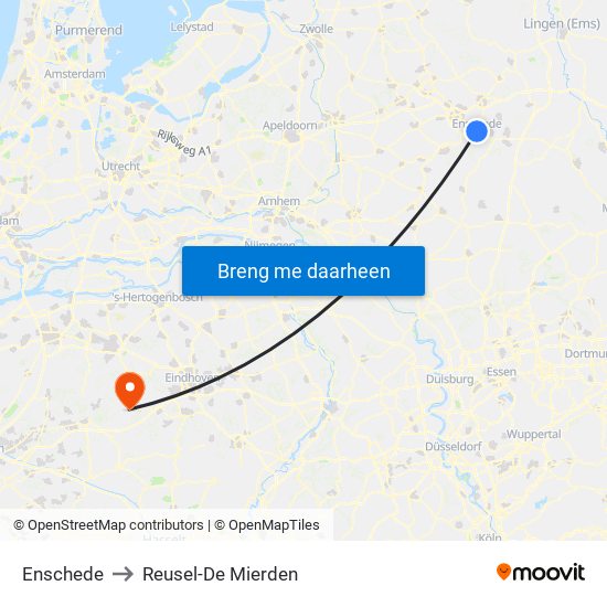 Enschede to Reusel-De Mierden map