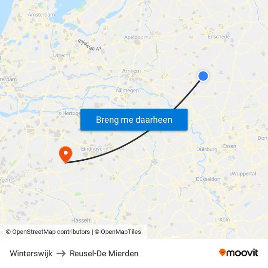 Winterswijk to Reusel-De Mierden map
