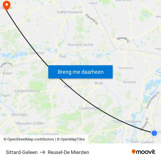 Sittard-Geleen to Reusel-De Mierden map