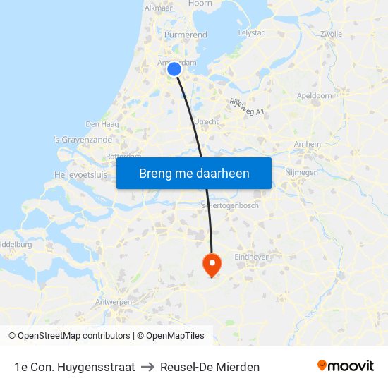 1e Con. Huygensstraat to Reusel-De Mierden map