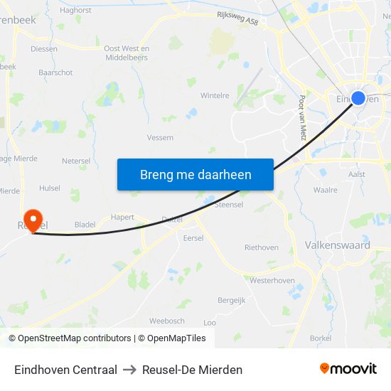 Eindhoven Centraal to Reusel-De Mierden map