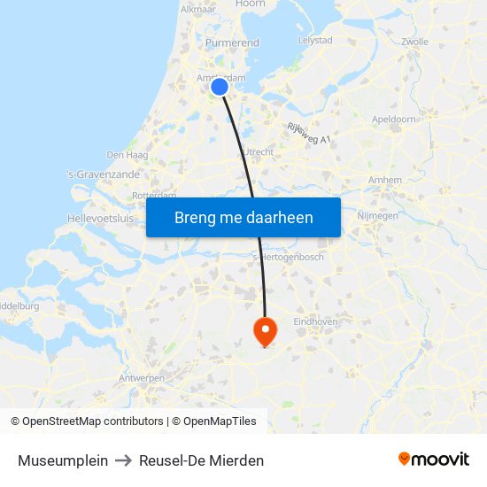 Museumplein to Reusel-De Mierden map