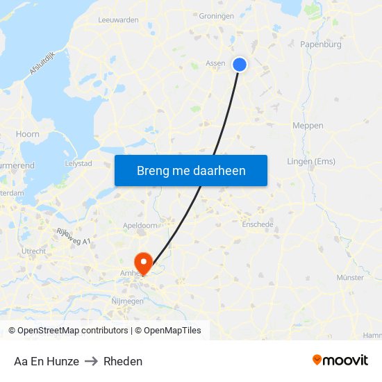 Aa En Hunze to Rheden map