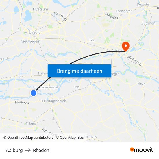 Aalburg to Rheden map