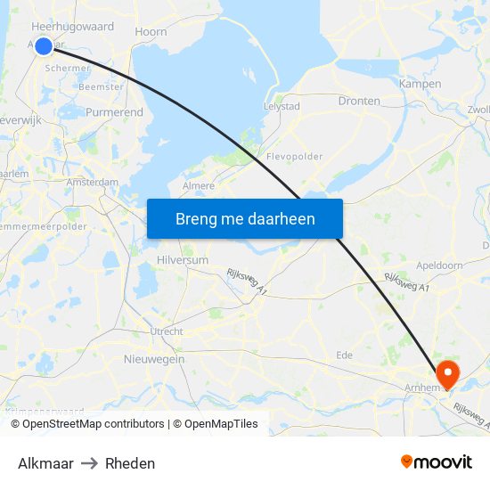 Alkmaar to Rheden map