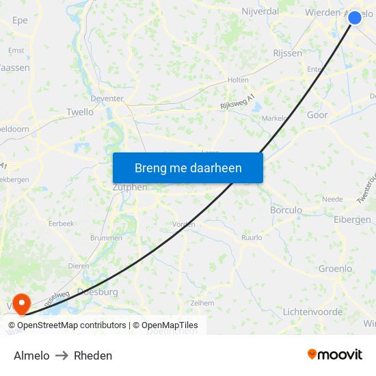 Almelo to Rheden map