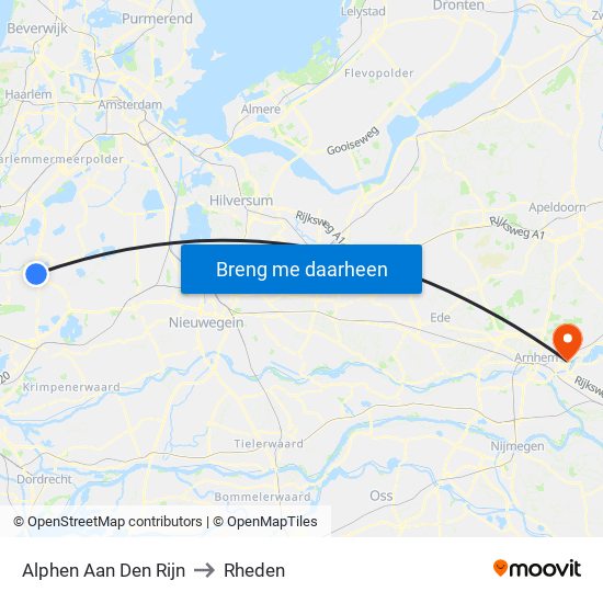 Alphen Aan Den Rijn to Rheden map