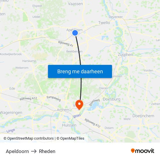 Apeldoorn to Rheden map