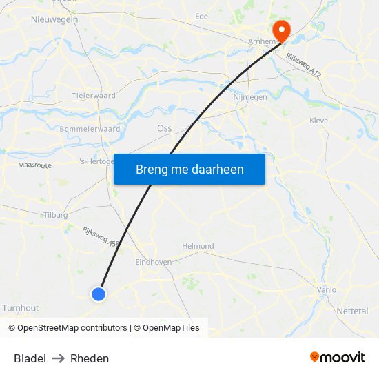 Bladel to Rheden map