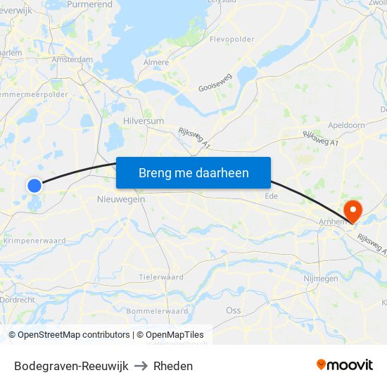 Bodegraven-Reeuwijk to Rheden map