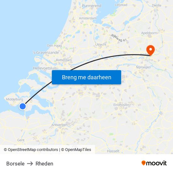 Borsele to Rheden map