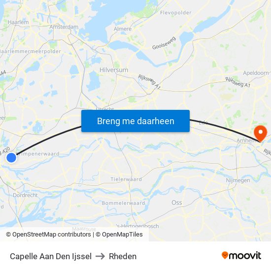 Capelle Aan Den Ijssel to Rheden map