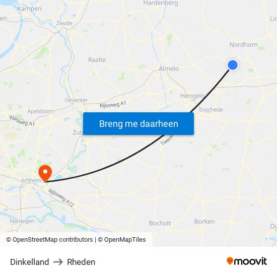 Dinkelland to Rheden map