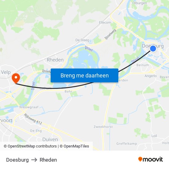 Doesburg to Rheden map