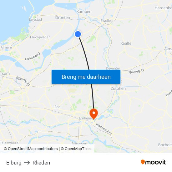 Elburg to Rheden map
