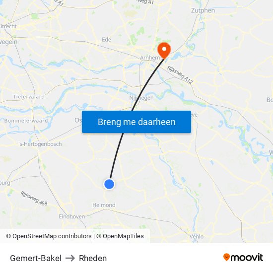Gemert-Bakel to Rheden map