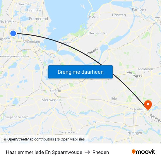 Haarlemmerliede En Spaarnwoude to Rheden map