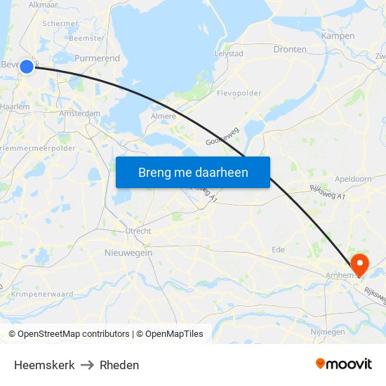 Heemskerk to Rheden map