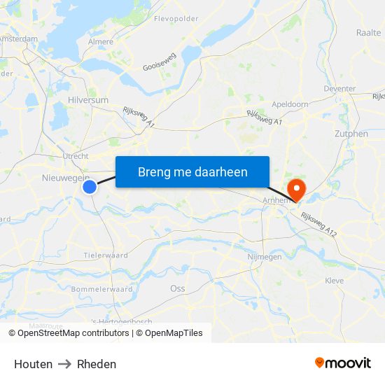 Houten to Rheden map