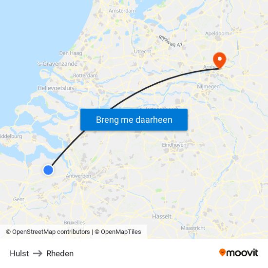 Hulst to Rheden map