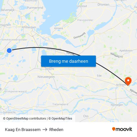 Kaag En Braassem to Rheden map