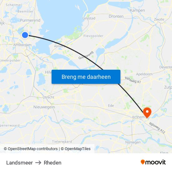 Landsmeer to Rheden map
