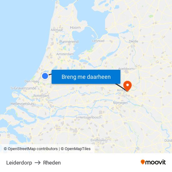Leiderdorp to Rheden map