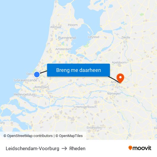 Leidschendam-Voorburg to Rheden map