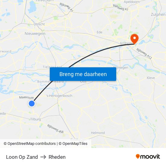 Loon Op Zand to Rheden map