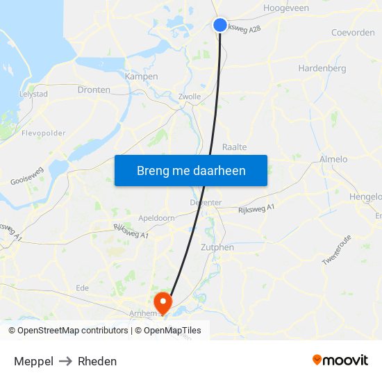 Meppel to Rheden map