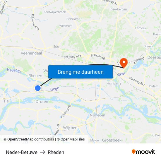 Neder-Betuwe to Rheden map