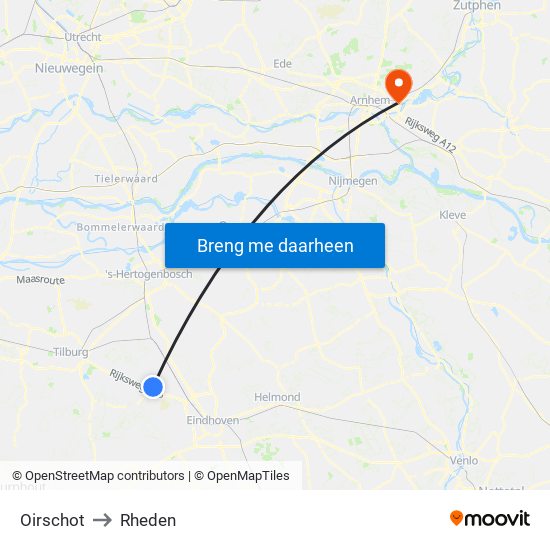 Oirschot to Rheden map