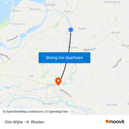 Olst-Wijhe to Rheden map