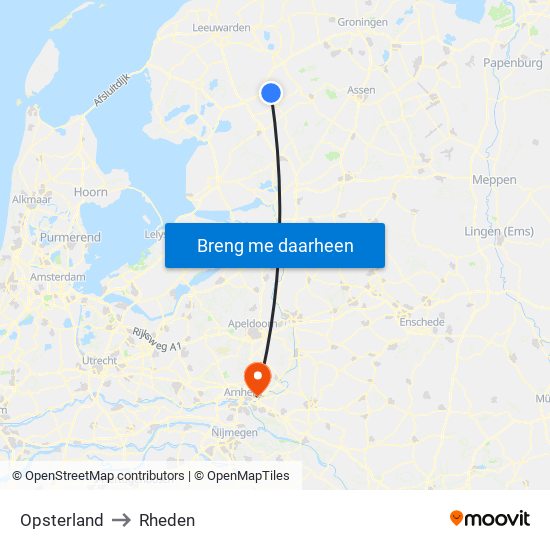 Opsterland to Rheden map