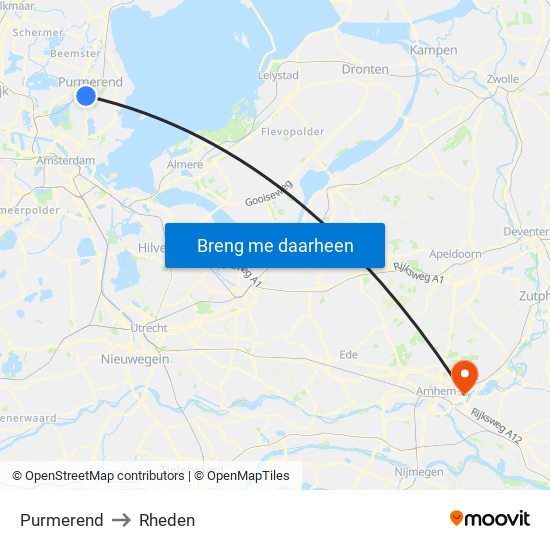 Purmerend to Rheden map