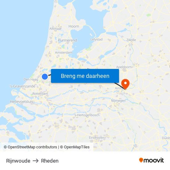 Rijnwoude to Rheden map