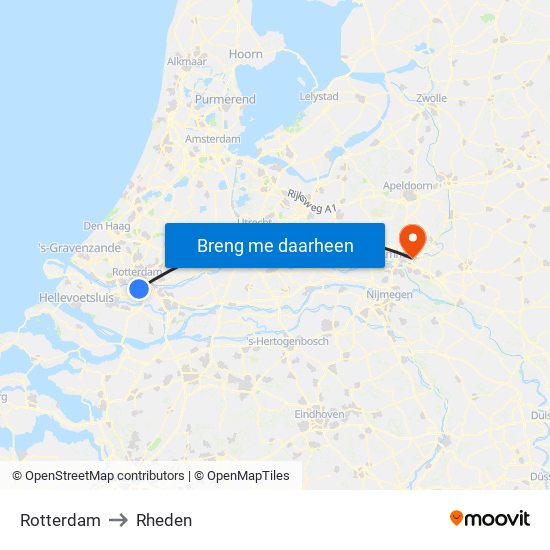 Rotterdam to Rheden map