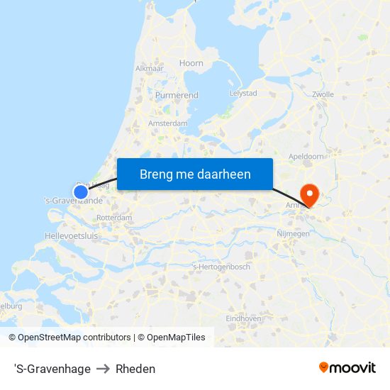 'S-Gravenhage to Rheden map