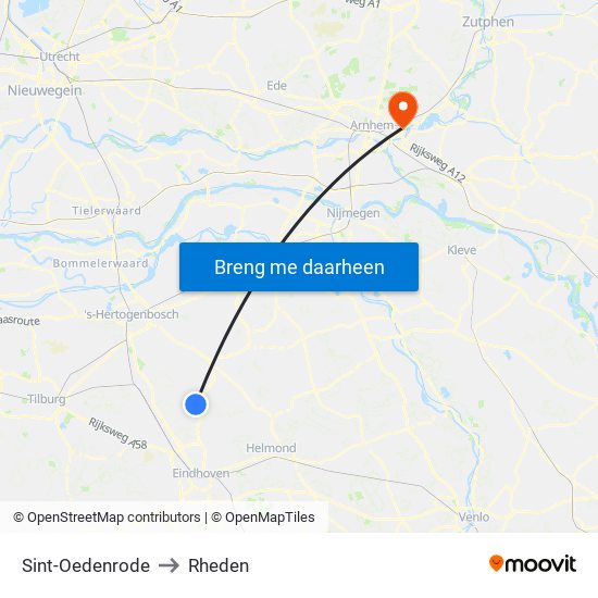 Sint-Oedenrode to Rheden map