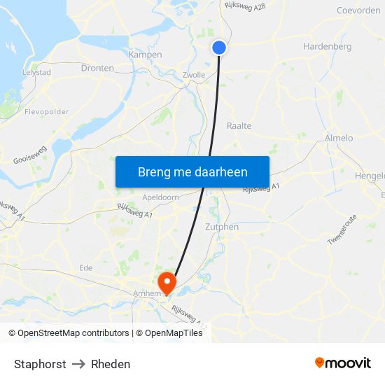 Staphorst to Rheden map