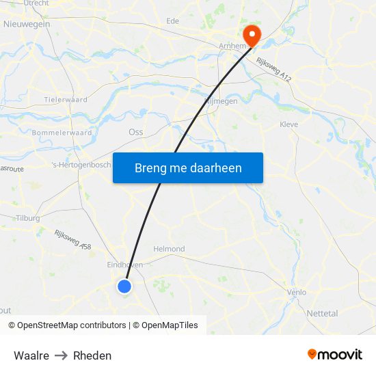 Waalre to Rheden map