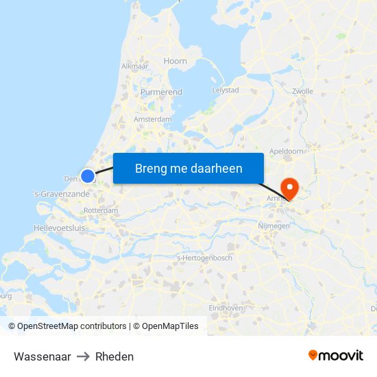 Wassenaar to Rheden map