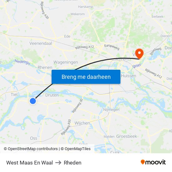 West Maas En Waal to Rheden map