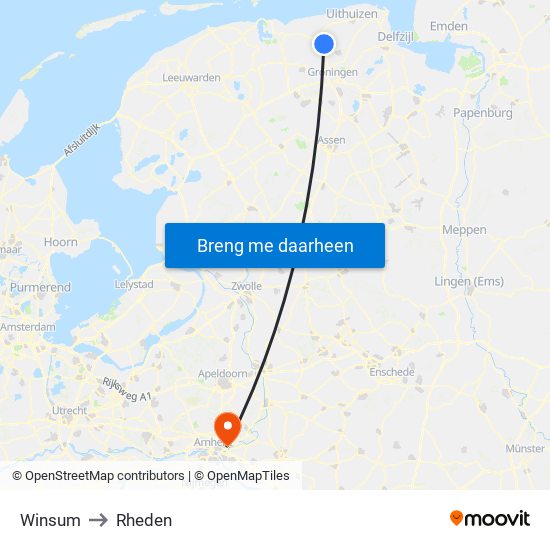 Winsum to Rheden map
